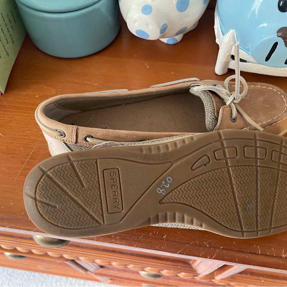 COPY - Women’s SPERRY Angelfish Tan Linen Oat sz 9.5 no box 📦 tried on fast shi… - Picture 2 of 6